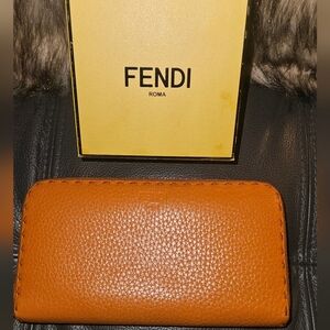 Fendi Tangerine Leather Long Wallet